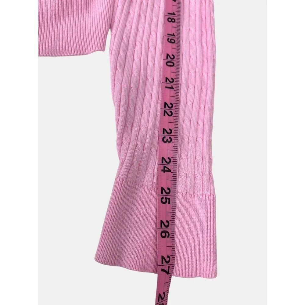 Vintage Lilly Pulitzer Pink Cable Knit Cardigan Cotton Y2K Preppy Classic Sz M